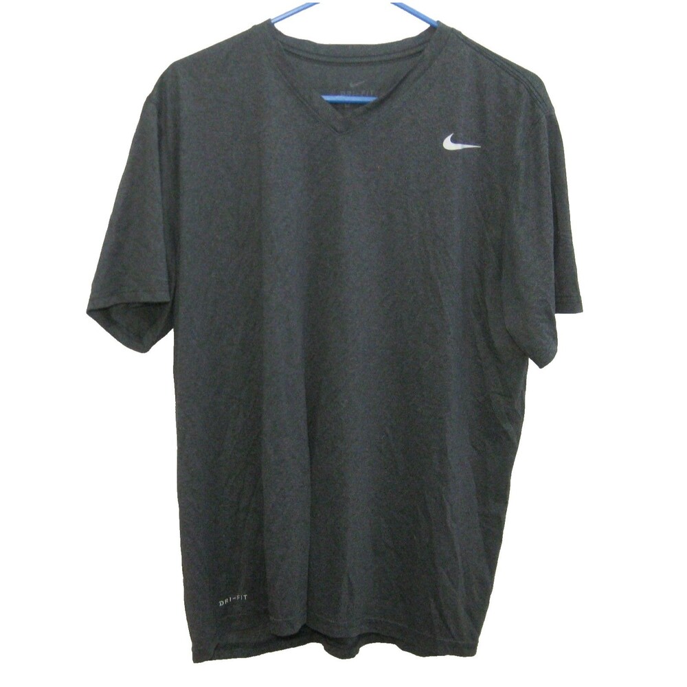 Nike Logo T-Shirt Womens Size XL Solid Gray Short Sleeve Dri-Fit Polyester Top